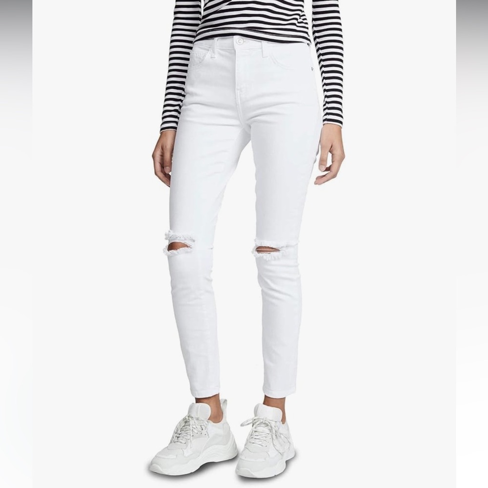 CURRENT ELLIOT Women’s Distressed White Distress Knees Skinny Jeans Size 31